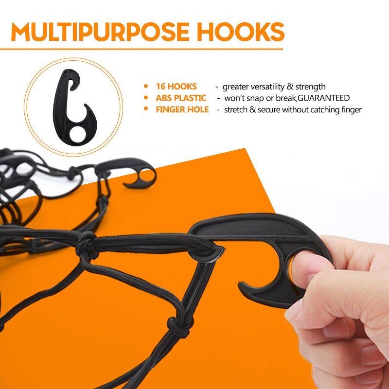 BUNKER INDUST 7' x 5' Heavy Duty Bungee Cord Cargo Net Stretches to 14' x 10'-Latex Truck Bed Mesh with 12Pcs Free Adjustable Hooks for Secure Carrying on Roof Luggage Rack,Cargo Carrier and Pickup Truck Bed - Image 4